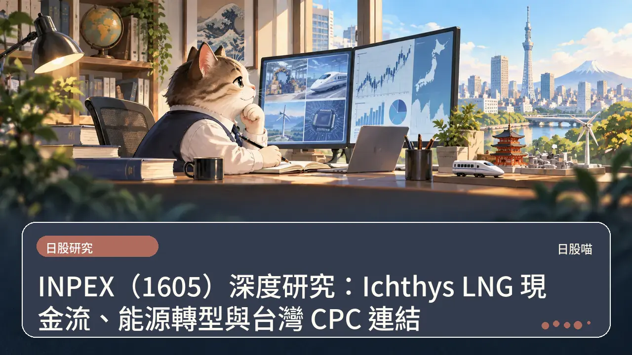 INPEX(1605)深度研究:Ichthys LNG 現金流、能源轉型與台灣 CPC 連結主題插畫