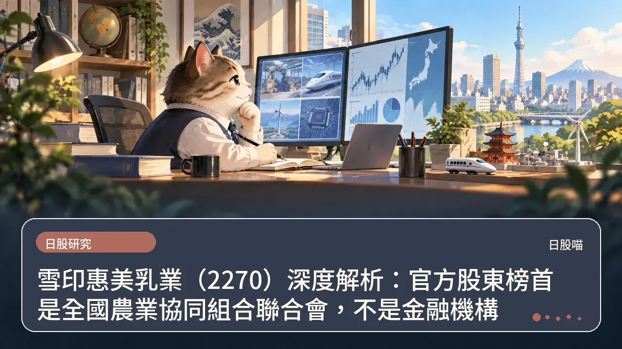 雪印惠美乳業(2270)深度解析:官方股東榜首是全國農業協同組合聯合會,不是金融機構主題插畫