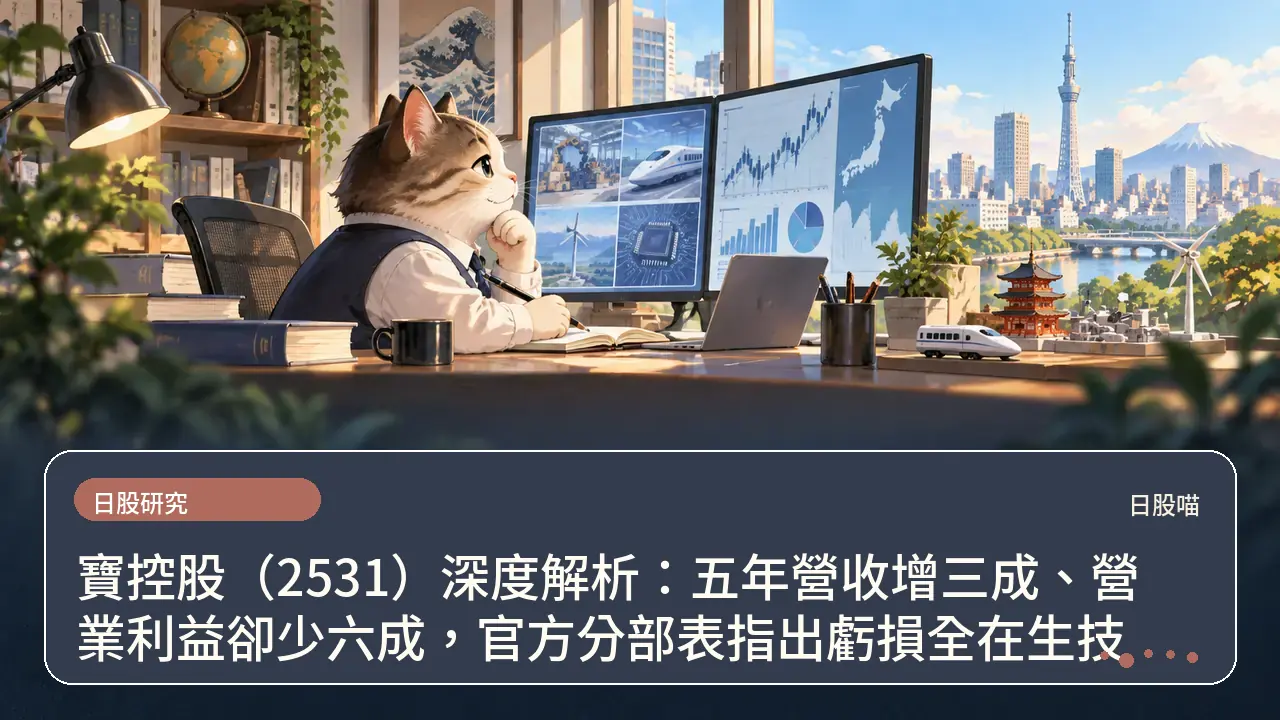 寶控股（2531）深度解析：五年營收增三成、營業利益卻少六成，官方分部表指出虧損全在生技主題插畫