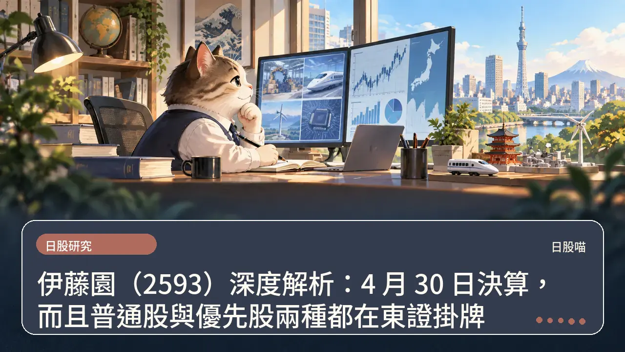 伊藤園（2593）深度解析：4 月 30 日決算，而且普通股與優先股兩種都在東證掛牌主題插畫