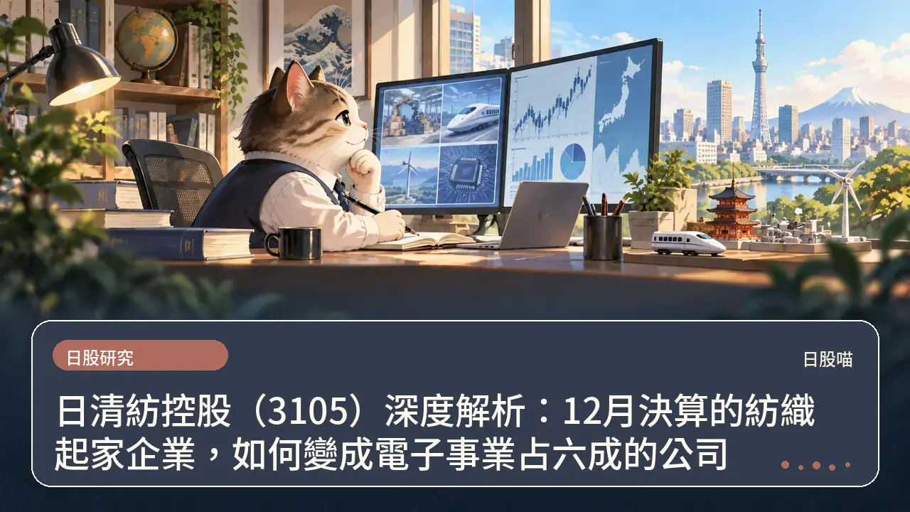 日清紡控股（3105）深度解析：12月決算的紡織起家企業，如何變成電子事業占六成的公司主題插畫