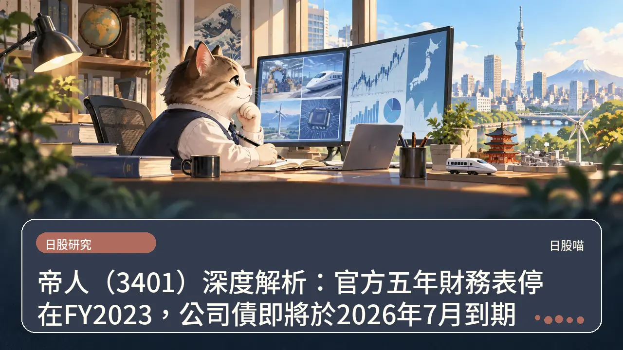 帝人(3401)深度解析:官方五年財務表停在FY2023,公司債即將於2026年7月到期主題插畫