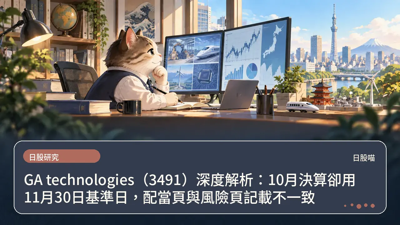 GA technologies（3491）深度解析：10月決算卻用11月30日基準日，配當頁與風險頁記載不一致主題插畫