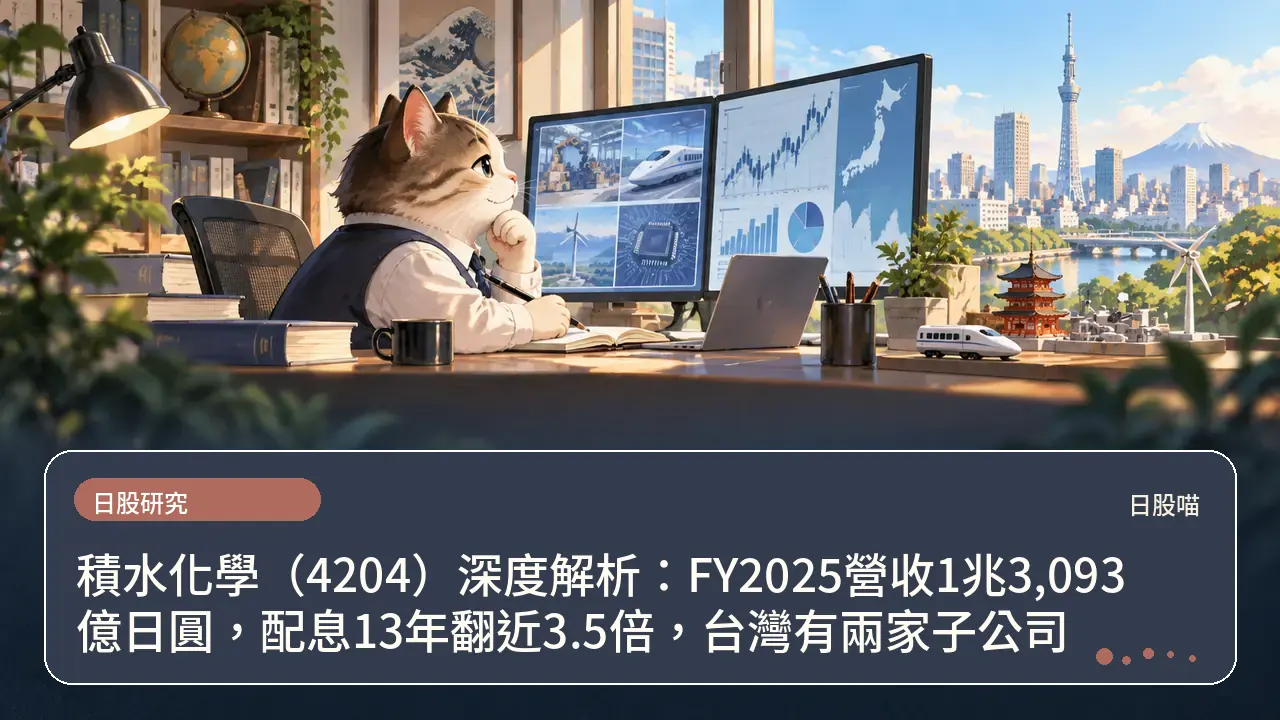 積水化學（4204）深度解析：FY2025營收1兆3,093億日圓，配息13年翻近3.5倍，台灣有兩家子公司主題插畫