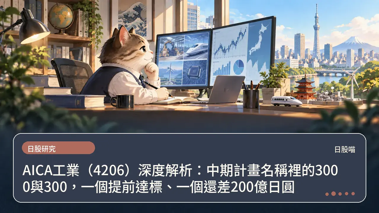 AICA工業（4206）深度解析：中期計畫名稱裡的3000與300，一個提前達標、一個還差200億日圓主題插畫