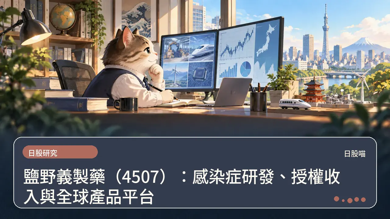 鹽野義製藥（4507）：感染症研發、授權收入與全球產品平台主題插畫