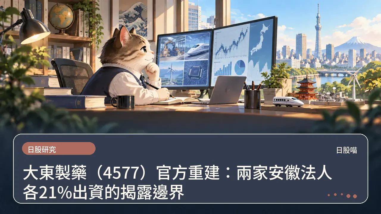 大東製藥(4577)官方重建:兩家安徽法人各21%出資的揭露邊界主題插畫