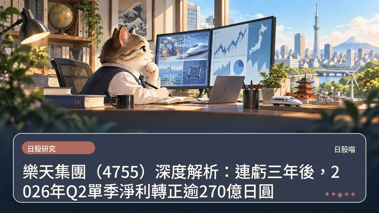 樂天集團（4755）深度解析：連虧三年後，2026年Q2單季淨利轉正逾270億日圓主題插畫