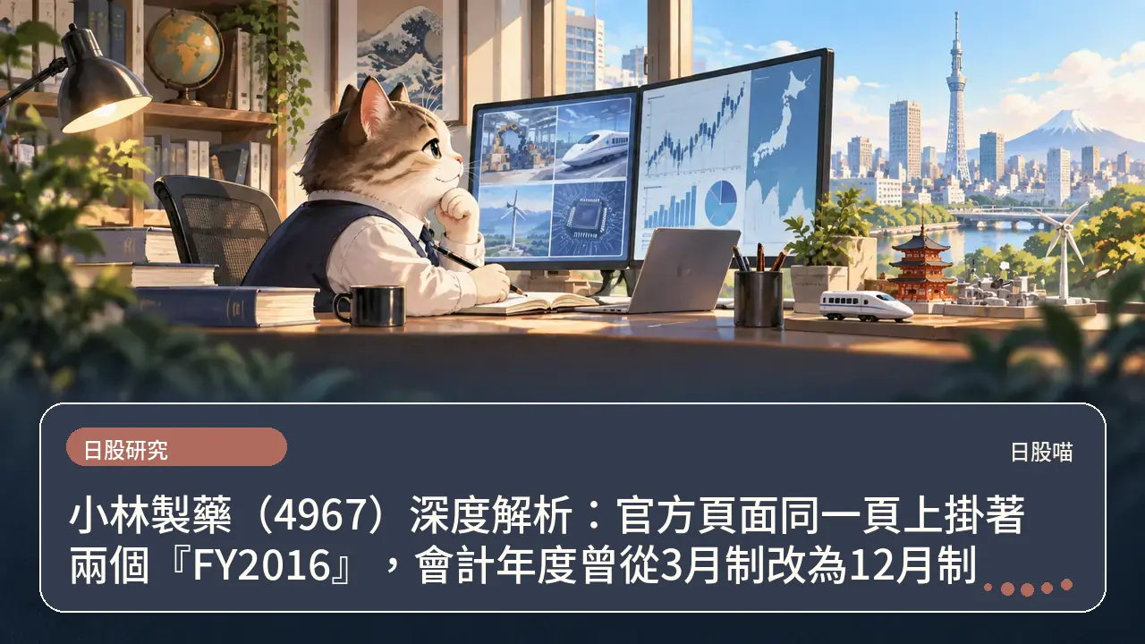 小林製藥(4967)深度解析:官方頁面同一頁上掛著兩個『FY2016』,會計年度曾從3月制改為12月制主題插畫