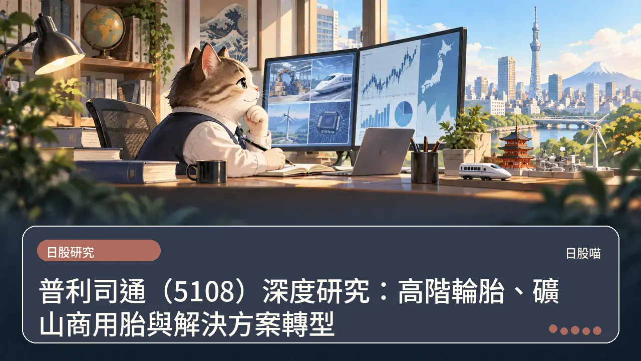 普利司通(5108)深度研究:高階輪胎、礦山商用胎與解決方案轉型主題插畫