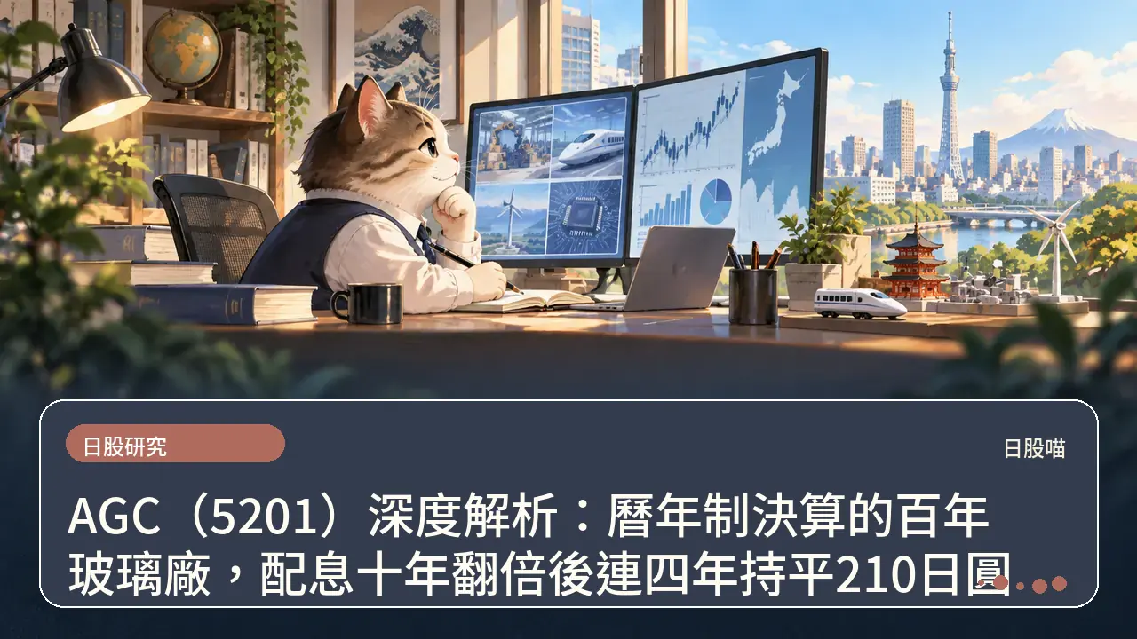 AGC(5201)深度解析:曆年制決算的百年玻璃廠,配息十年翻倍後連四年持平210日圓主題插畫