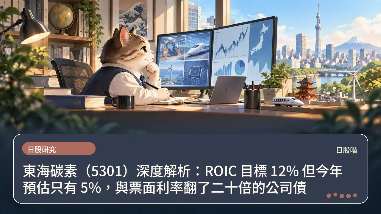 東海碳素(5301)深度解析:ROIC 目標 12% 但今年預估只有 5%,與票面利率翻了二十倍的公司債主題插畫