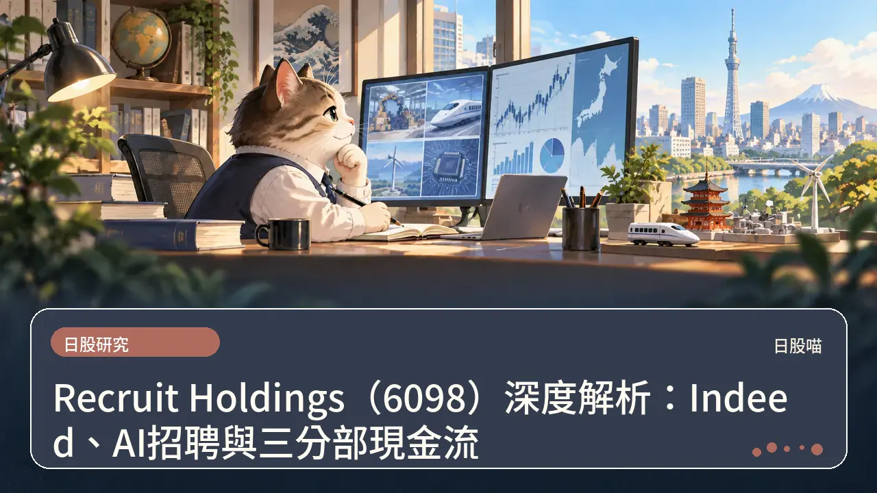 Recruit Holdings（6098）深度解析：Indeed、AI招聘與三分部現金流主題插畫