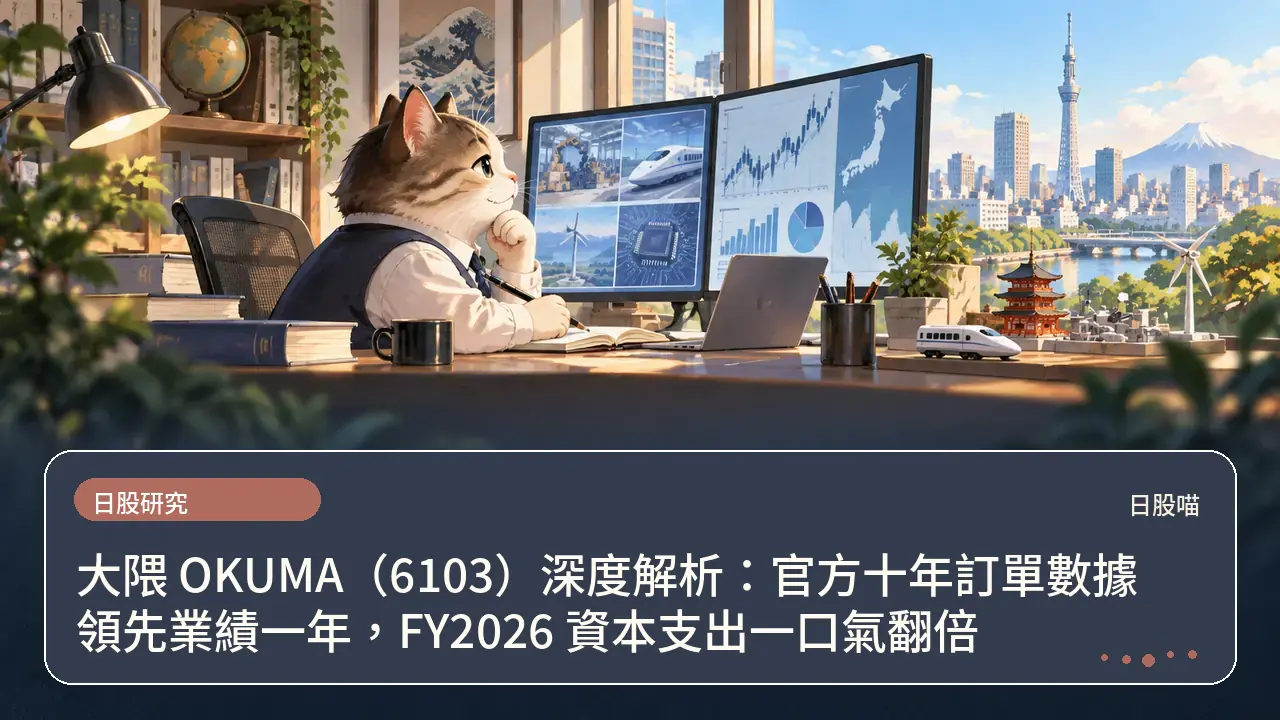 大隈 OKUMA(6103)深度解析:官方十年訂單數據領先業績一年,FY2026 資本支出一口氣翻倍主題插畫