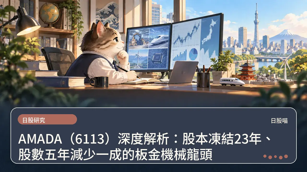 AMADA（6113）深度解析：股本凍結23年、股數五年減少一成的板金機械龍頭主題插畫