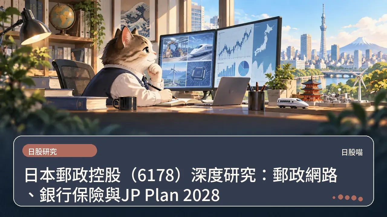 日本郵政控股（6178）深度研究：郵政網路、銀行保險與JP Plan 2028主題插畫