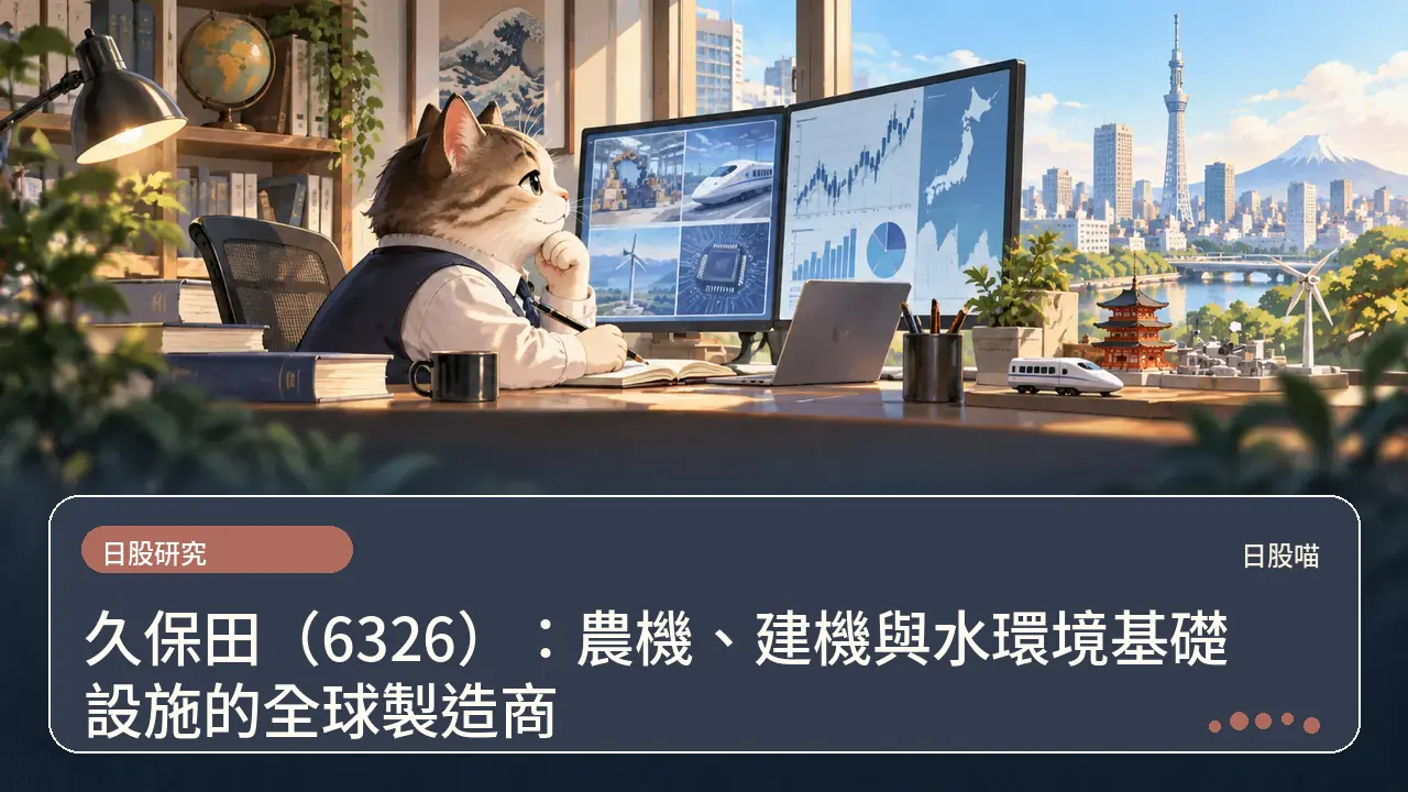 久保田(6326):農機、建機與水環境基礎設施的全球製造商主題插畫