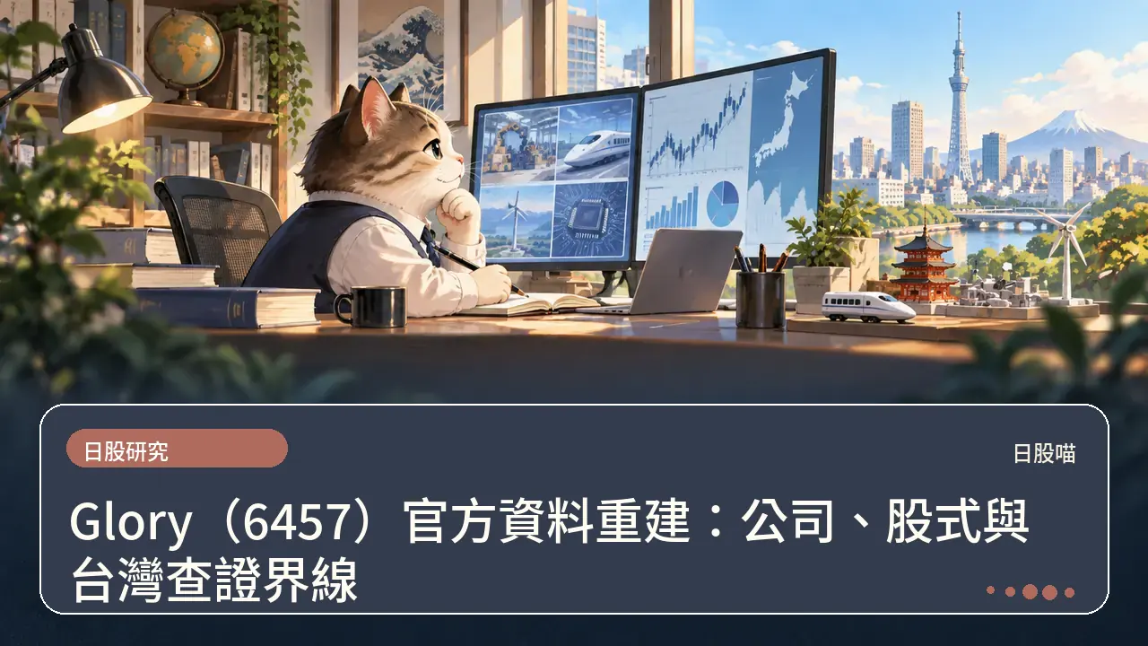 Glory(6457)官方資料重建:公司、股式與台灣查證界線主題插畫