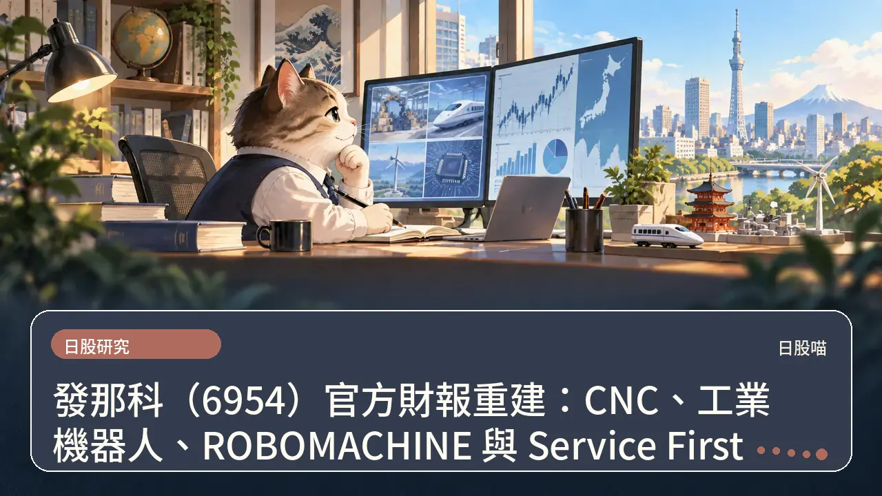 發那科(6954)官方財報重建:CNC、工業機器人、ROBOMACHINE 與 Service First主題插畫