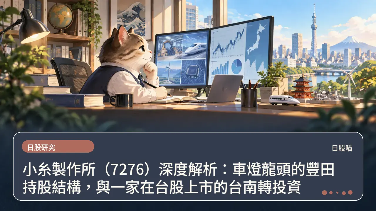 小糸製作所(7276)深度解析:車燈龍頭的豐田持股結構,與一家在台股上市的台南轉投資主題插畫