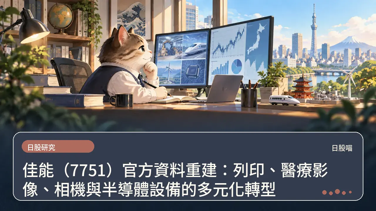 佳能（7751）官方資料重建：列印、醫療影像、相機與半導體設備的多元化轉型主題插畫