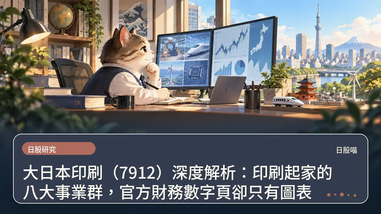 大日本印刷（7912）深度解析：印刷起家的八大事業群，官方財務數字頁卻只有圖表主題插畫