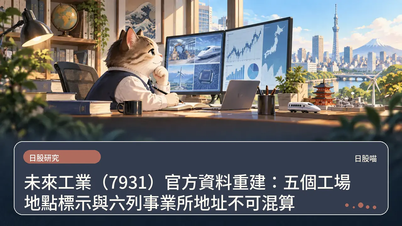 未來工業（7931）官方資料重建：五個工場地點標示與六列事業所地址不可混算主題插畫