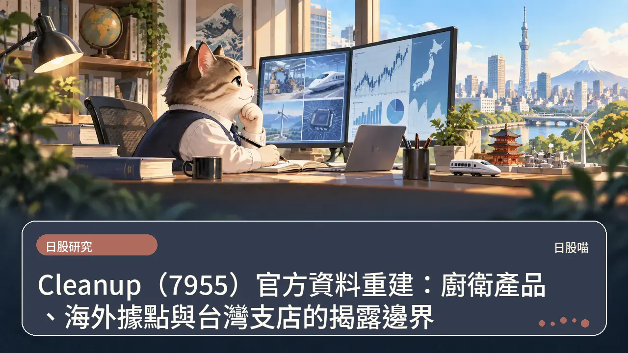 Cleanup（7955）官方資料重建：廚衛產品、海外據點與台灣支店的揭露邊界主題插畫