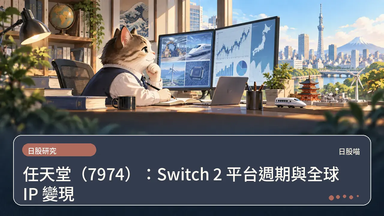 任天堂(7974):Switch 2 平台週期與全球 IP 變現主題插畫