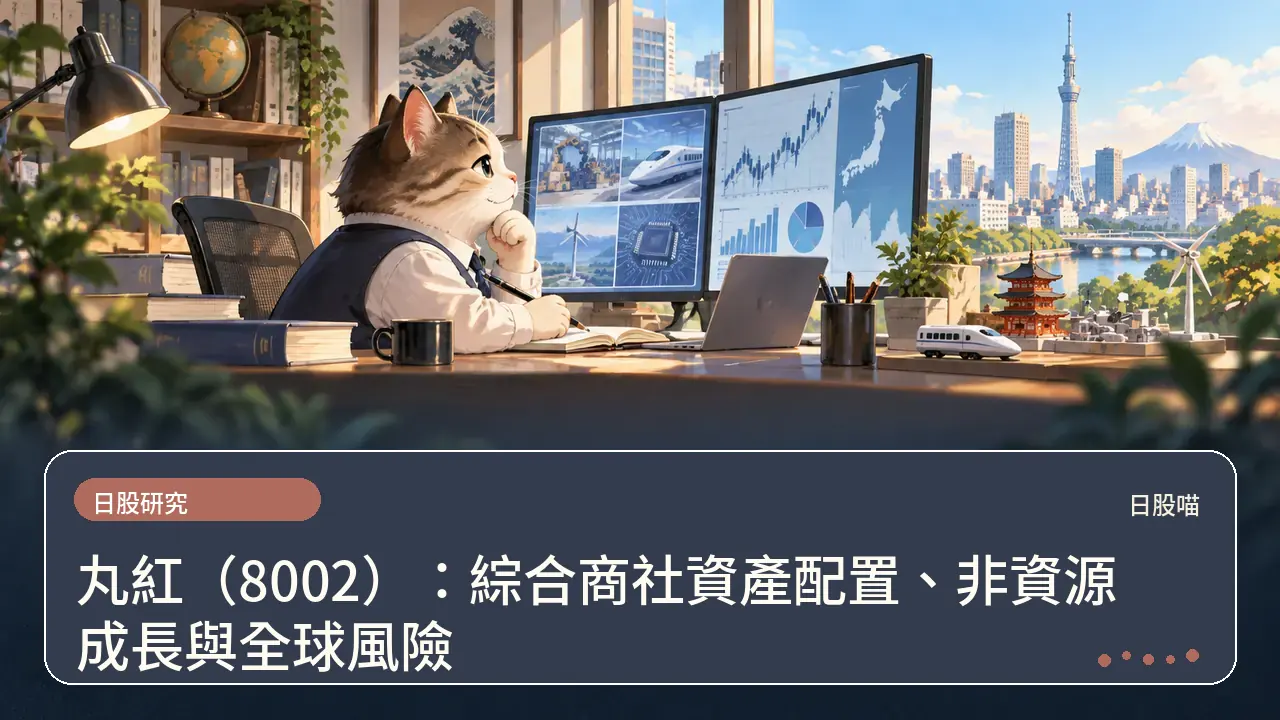 丸紅（8002）：綜合商社資產配置、非資源成長與全球風險主題插畫