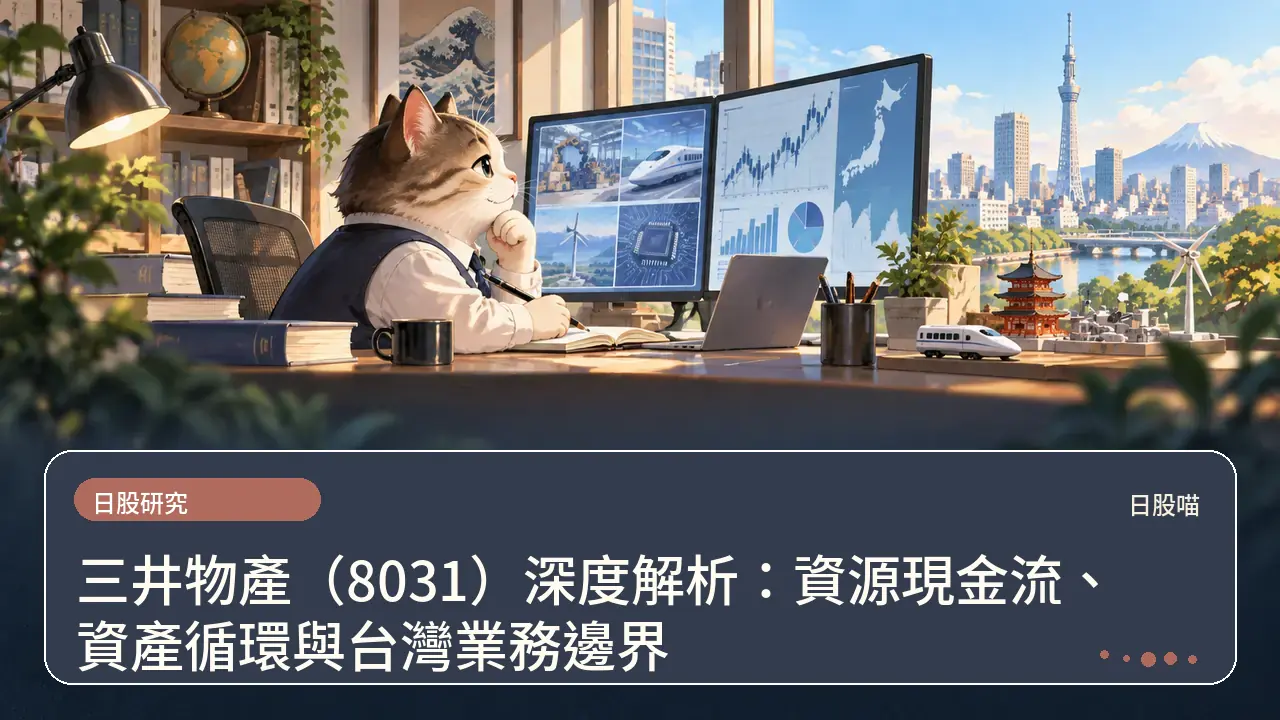 三井物產（8031）深度解析：資源現金流、資產循環與台灣業務邊界主題插畫