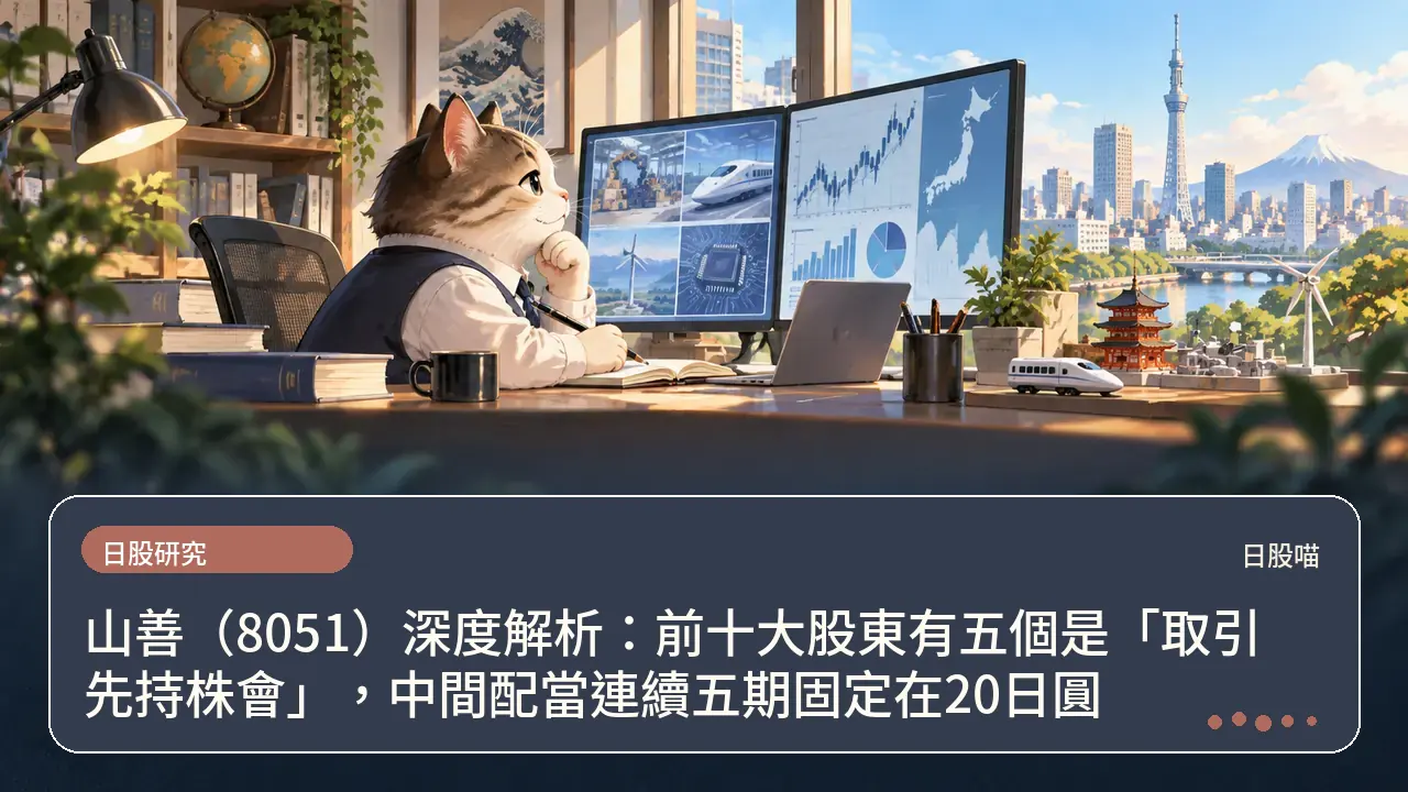 山善（8051）深度解析：前十大股東有五個是「取引先持株會」，中間配當連續五期固定在20日圓主題插畫