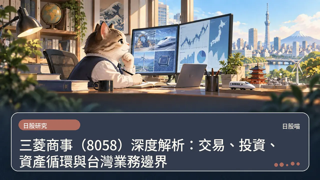 三菱商事（8058）深度解析：交易、投資、資產循環與台灣業務邊界主題插畫