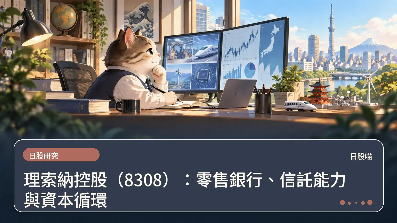 理索納控股(8308):零售銀行、信託能力與資本循環主題插畫