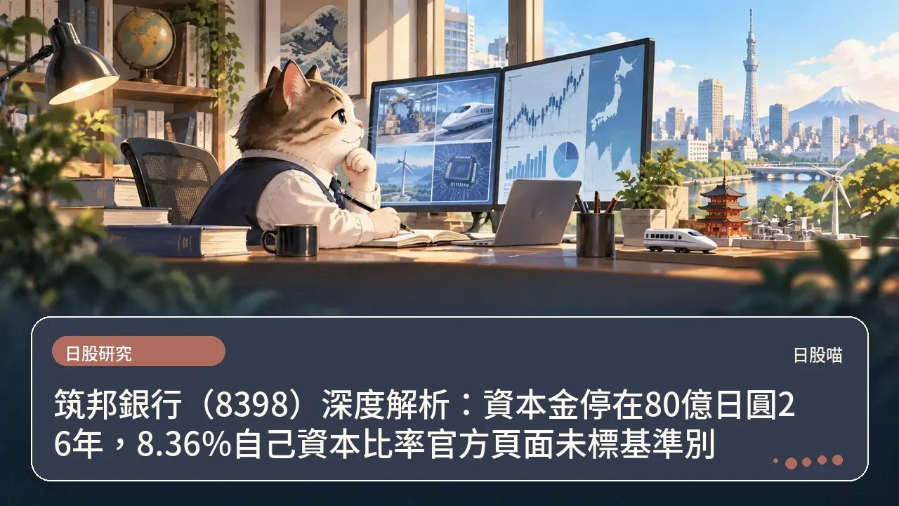 筑邦銀行（8398）深度解析：資本金停在80億日圓26年，8.36%自己資本比率官方頁面未標基準別主題插畫