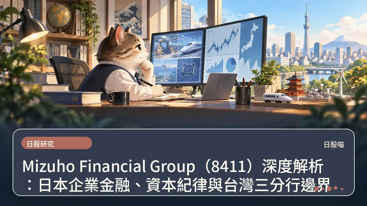 Mizuho Financial Group(8411)深度解析:日本企業金融、資本紀律與台灣三分行邊界主題插畫