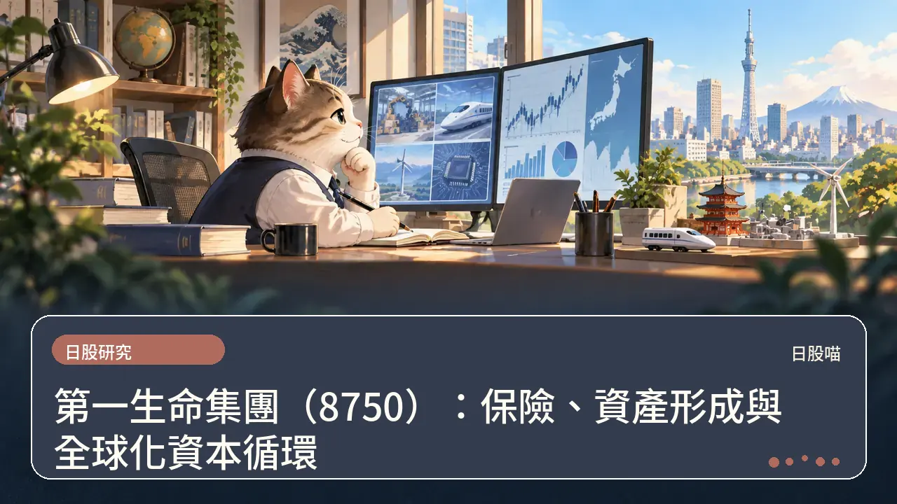 第一生命集團（8750）：保險、資產形成與全球化資本循環主題插畫