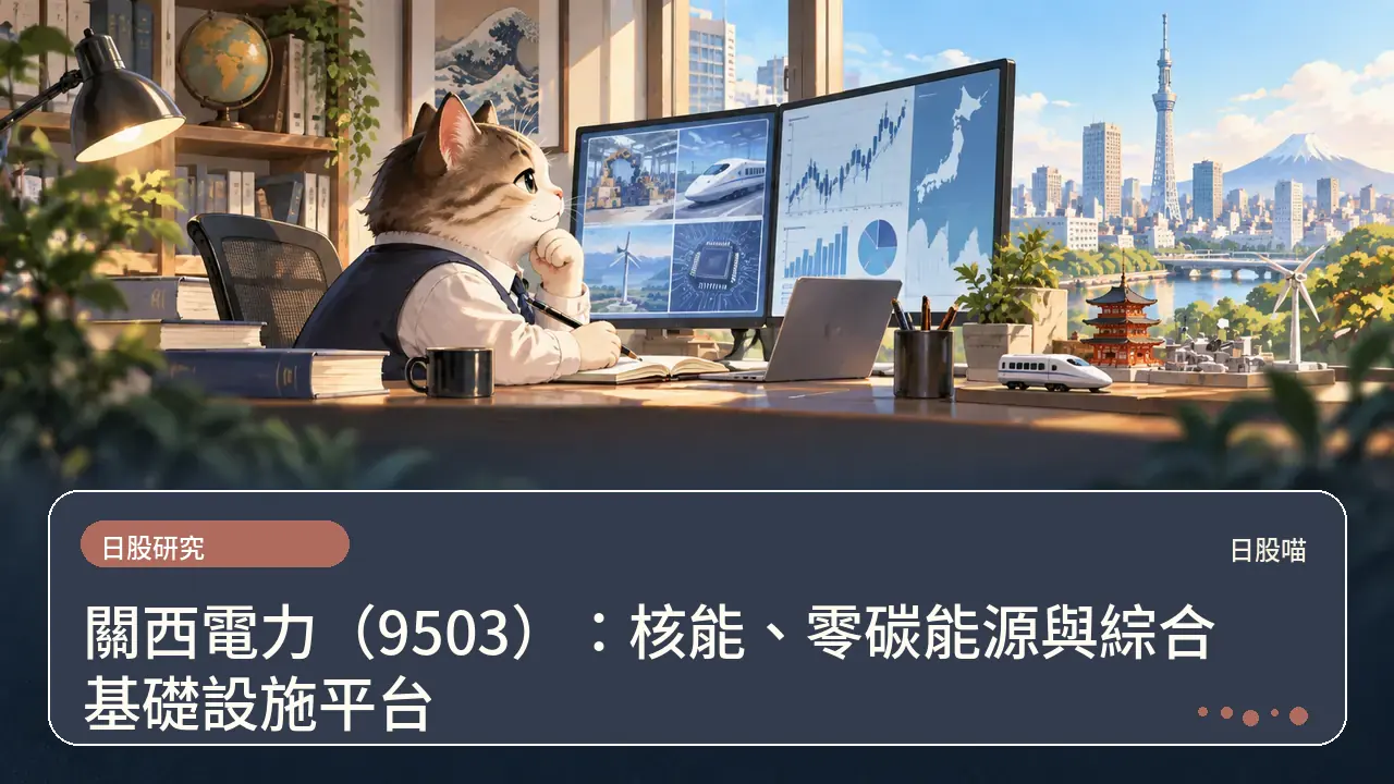 關西電力(9503):核能、零碳能源與綜合基礎設施平台主題插畫
