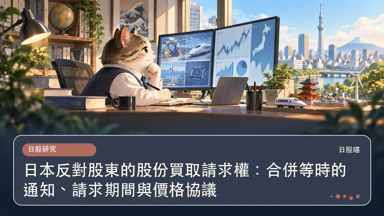 日本反對股東的股份買取請求權:合併等時的通知、請求期間與價格協議主題插畫