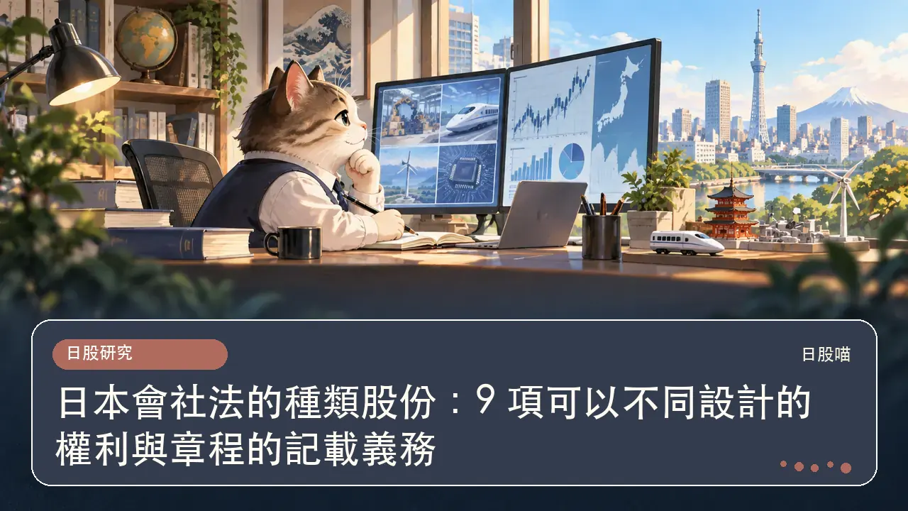 日本會社法的種類股份：9 項可以不同設計的權利與章程的記載義務主題插畫