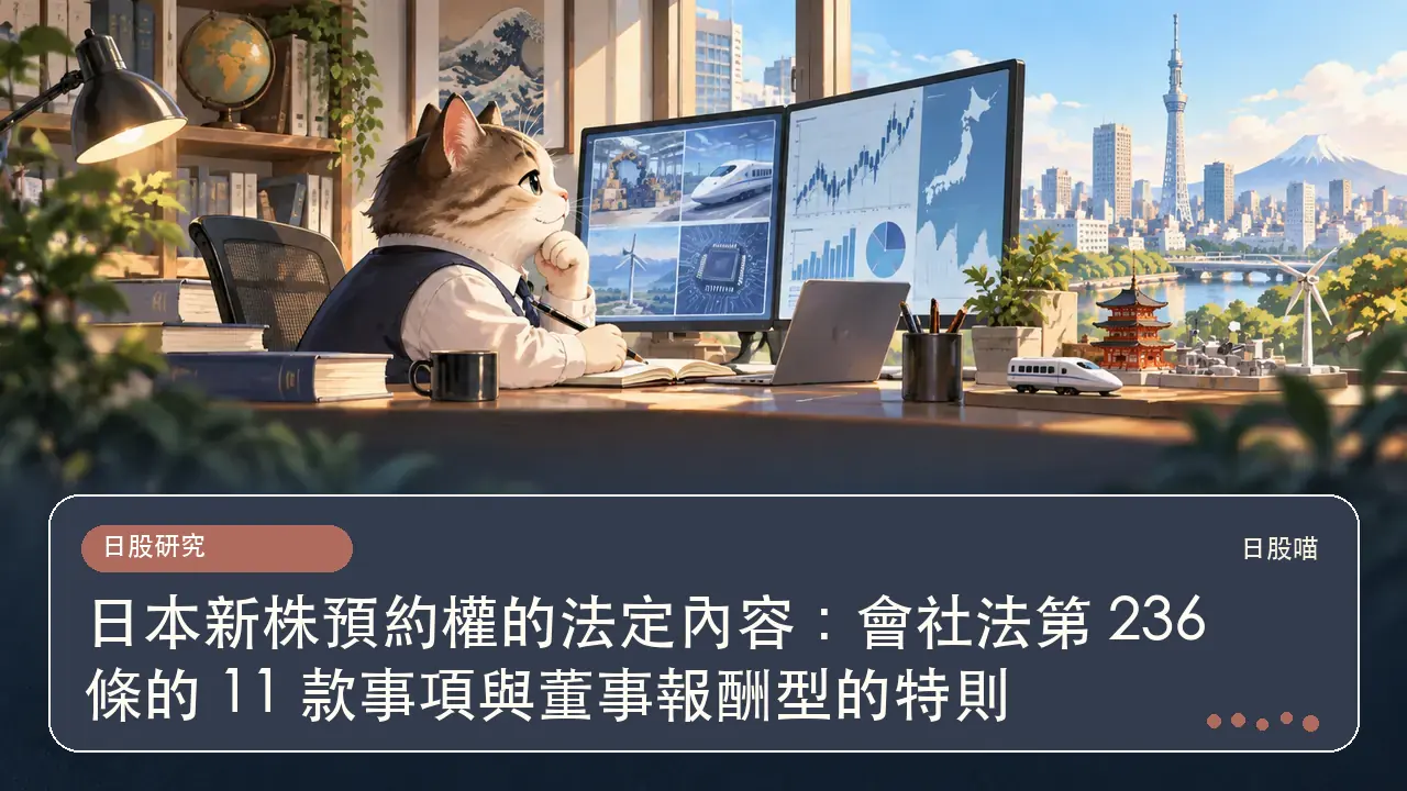 日本新株預約權的法定內容:會社法第 236 條的 11 款事項與董事報酬型的特則主題插畫