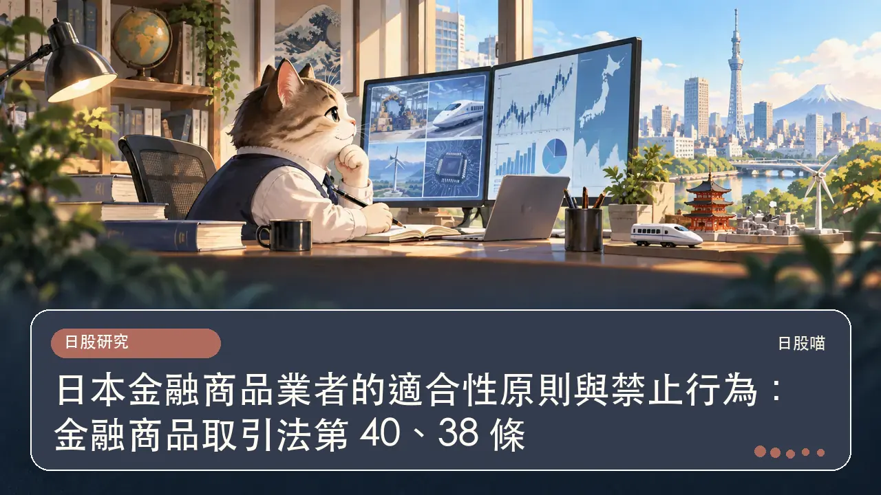 日本金融商品業者的適合性原則與禁止行為:金融商品取引法第 40、38 條主題插畫