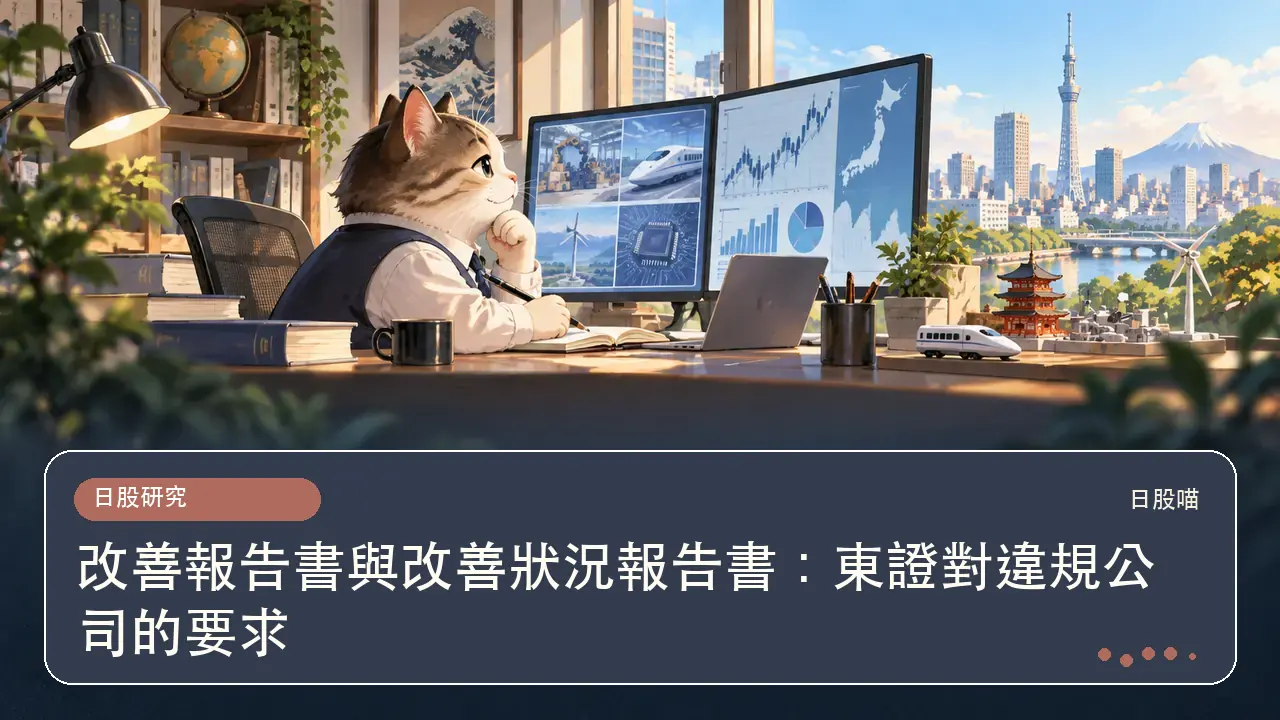 改善報告書與改善狀況報告書：東證對違規公司的要求主題插畫