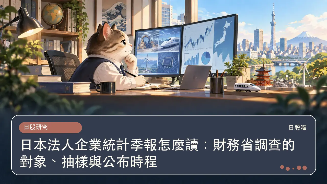 日本法人企業統計季報怎麼讀:財務省調查的對象、抽樣與公布時程主題插畫