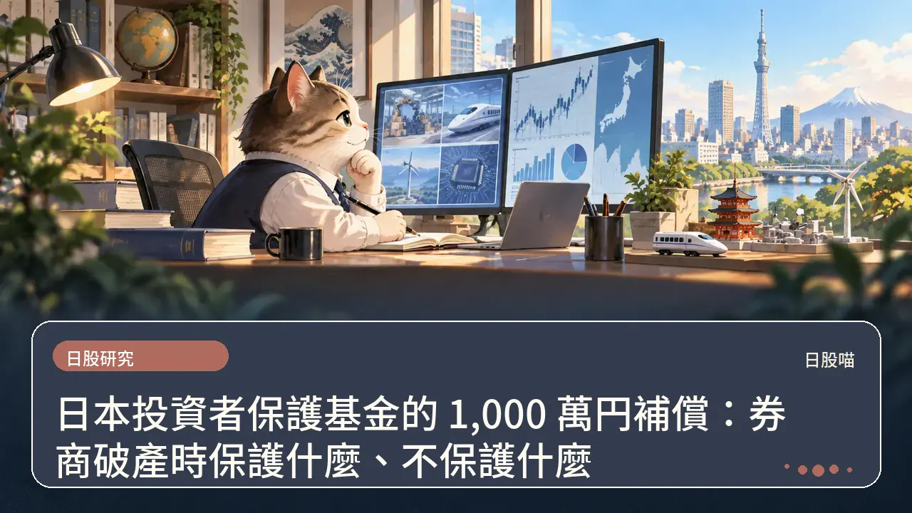 日本投資者保護基金的 1,000 萬円補償：券商破產時保護什麼、不保護什麼主題插畫
