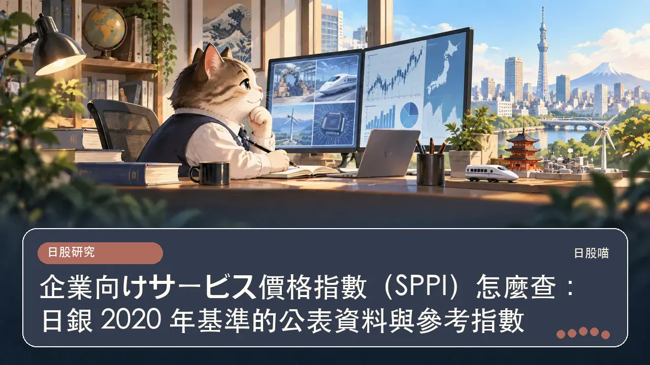企業向けサービス價格指數(SPPI)怎麼查:日銀 2020 年基準的公表資料與參考指數主題插畫