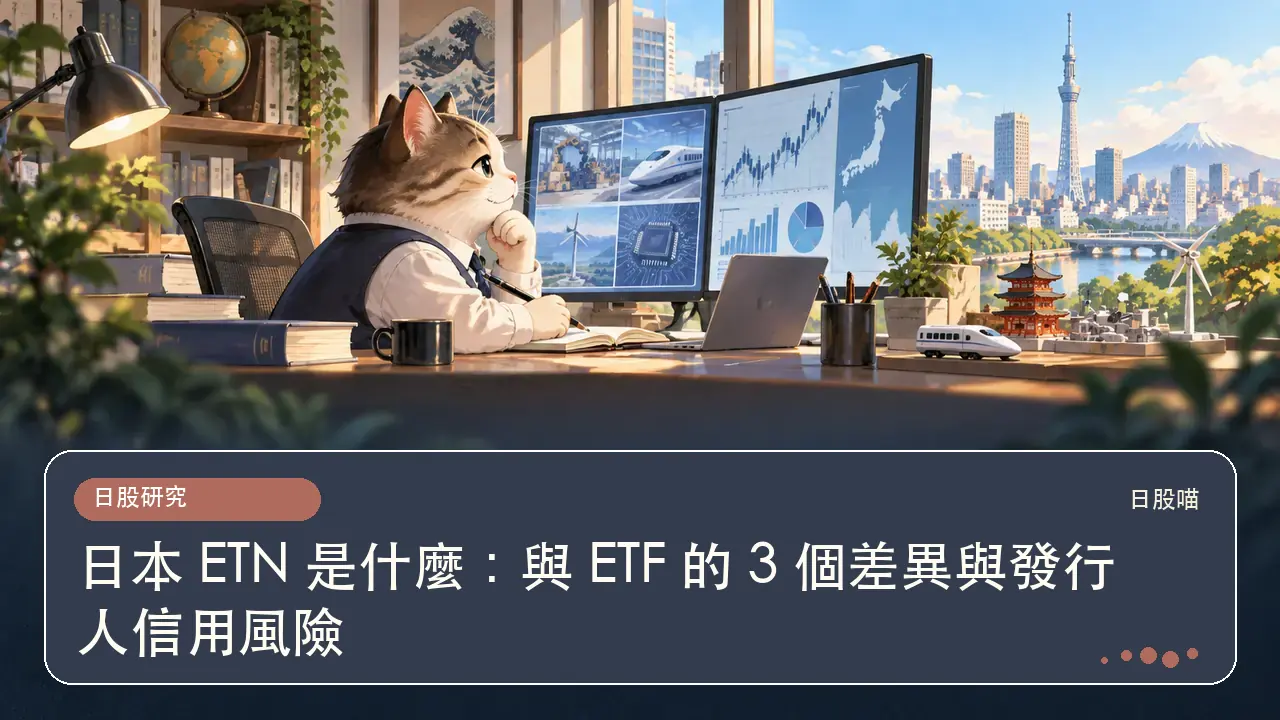 日本 ETN 是什麼：與 ETF 的 3 個差異與發行人信用風險主題插畫