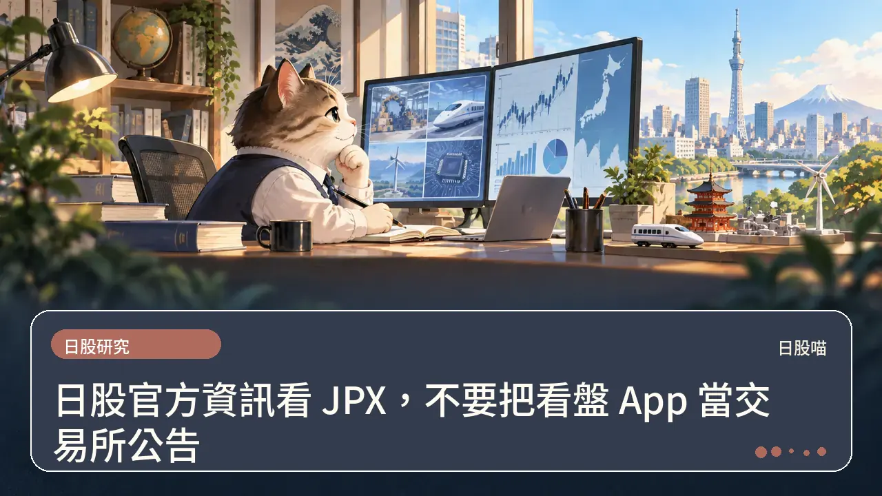 日股官方資訊看 JPX，不要把看盤 App 當交易所公告主題插畫