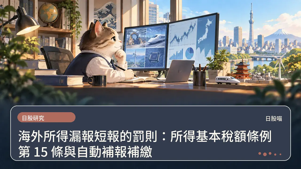 海外所得漏報短報的罰則:所得基本稅額條例第 15 條與自動補報補繳主題插畫