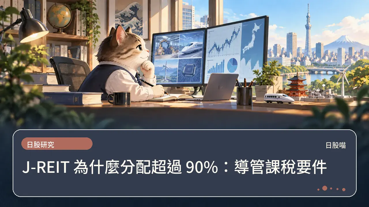 J-REIT 為什麼分配超過 90%:導管課稅要件主題插畫
